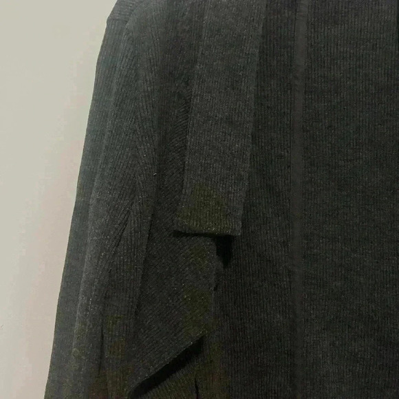 Theory Gray Open Front Cardigan Long Sweater Womens Size M - Picture 3 of 5